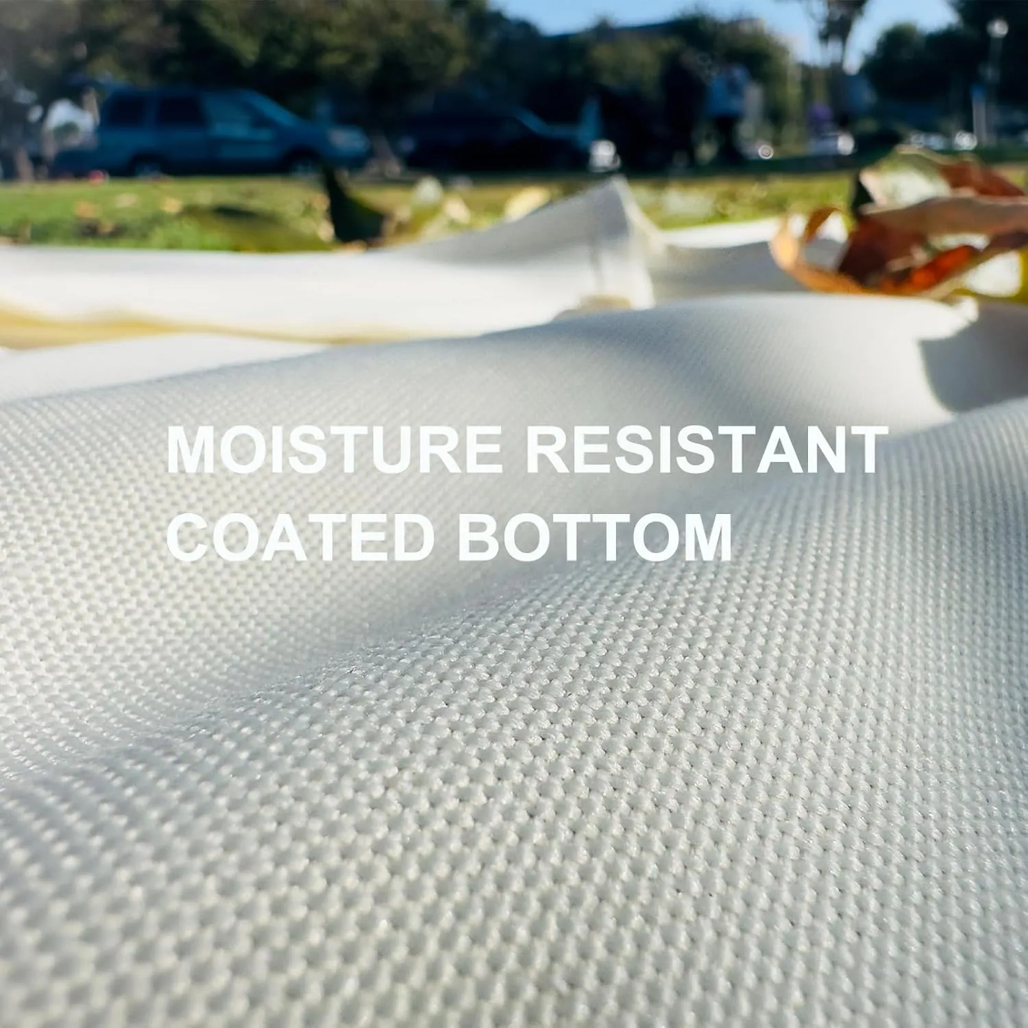 4'9" x 6'3" White Lightweight Water-Resistant Canvas Mat – Picnic, Outdoor, Beach, Park, Camping, Toy Mat