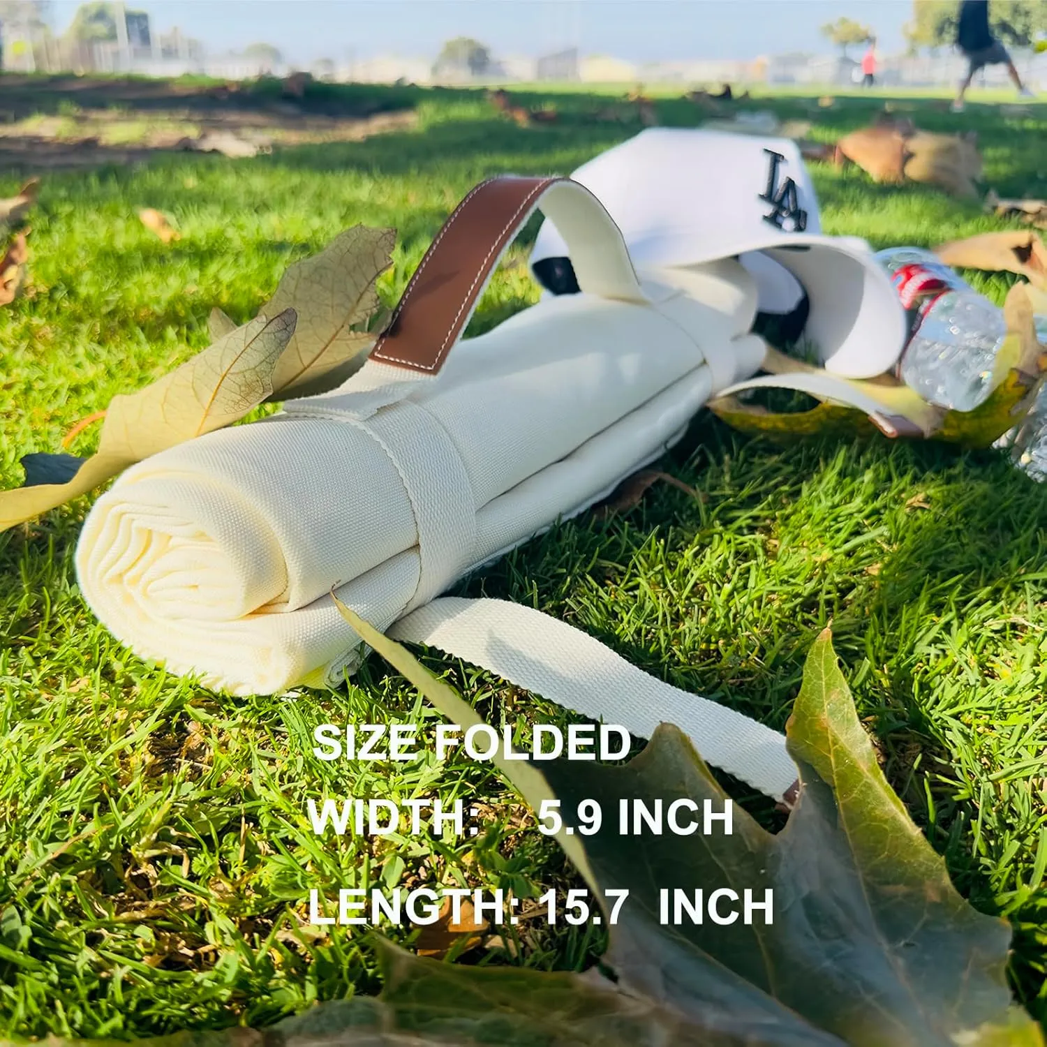 4'9" x 6'3" White Lightweight Water-Resistant Canvas Mat – Picnic, Outdoor, Beach, Park, Camping, Toy Mat