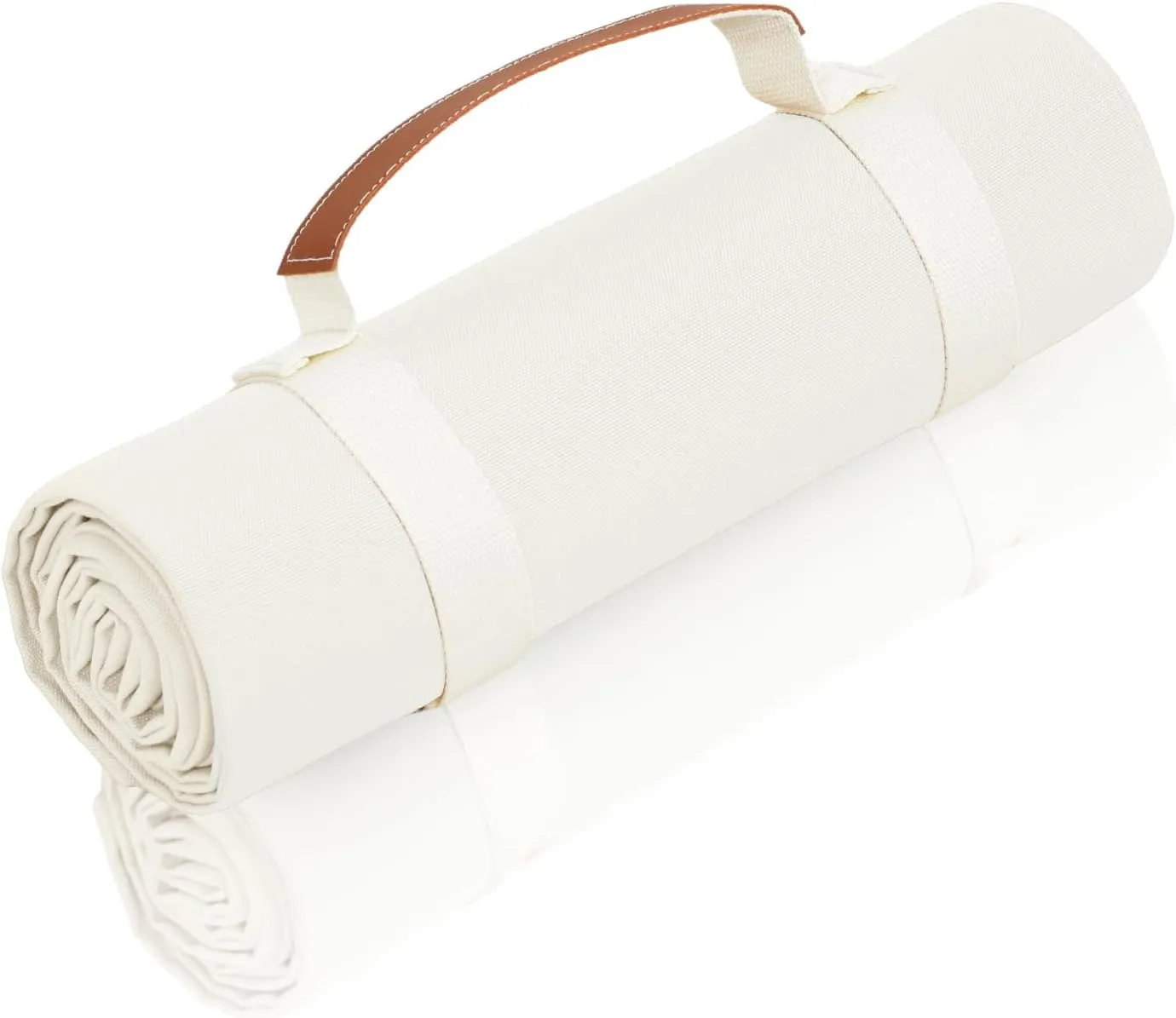 4'9" x 6'3" White Lightweight Water-Resistant Canvas Mat – Picnic, Outdoor, Beach, Park, Camping, Toy Mat