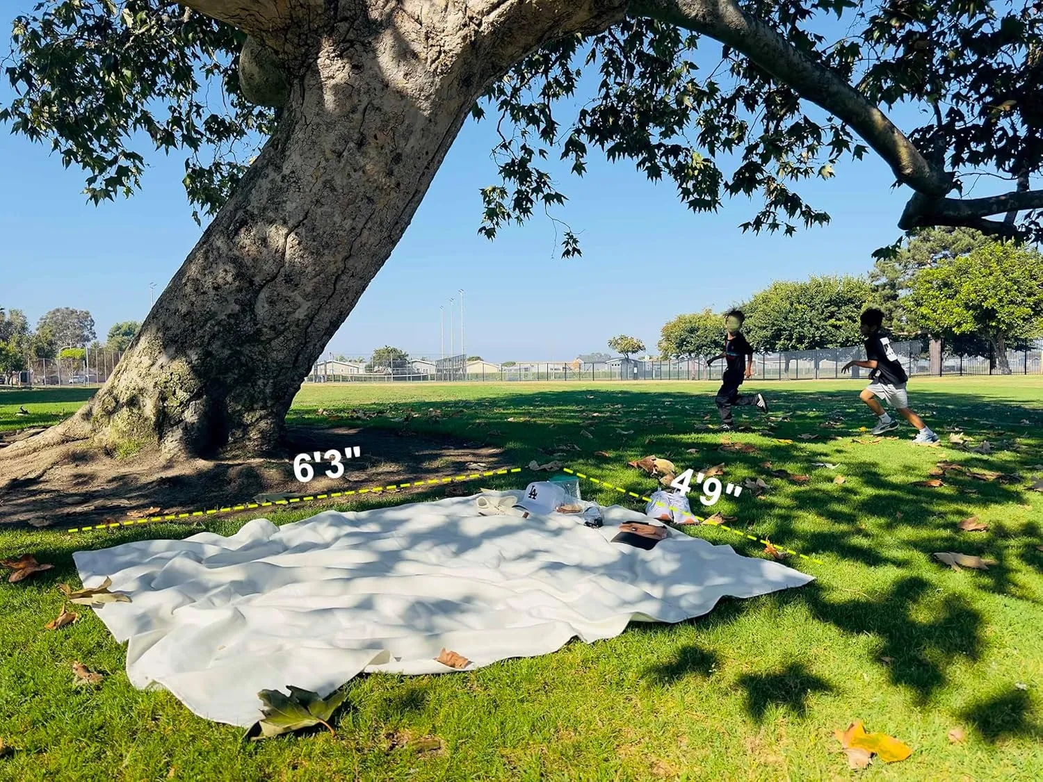 4'9" x 6'3" White Lightweight Water-Resistant Canvas Mat – Picnic, Outdoor, Beach, Park, Camping, Toy Mat