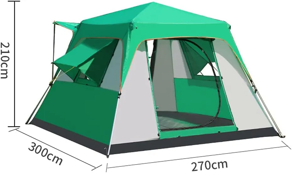 5-8 Person Camping Tent Pop Up Tent with Zipped Double Door and Carrying Bag Instant Family Tent for Outdoor Hiking Camping Beach Garden Easy Set Up (Green 5) (Green 5)