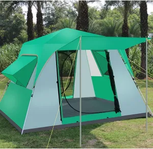 5-8 Person Camping Tent Pop Up Tent with Zipped Double Door and Carrying Bag Instant Family Tent for Outdoor Hiking Camping Beach Garden Easy Set Up (Green 5) (Green 5)