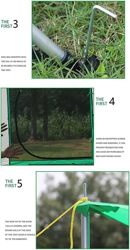 5-8 Person Camping Tent Pop Up Tent with Zipped Double Door and Carrying Bag Instant Family Tent for Outdoor Hiking Camping Beach Garden Easy Set Up (Green 5) (Green 5)