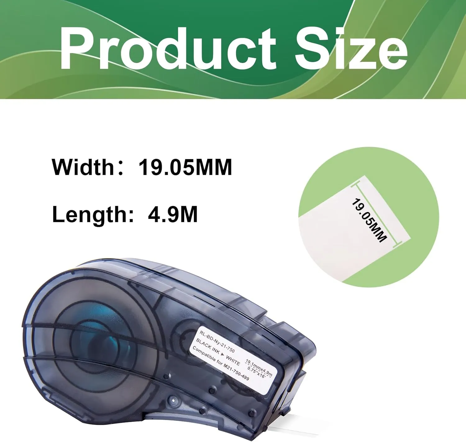 5-Pack Copmpatible with M21-750-499 Cartridge Black on White 3/4 Inch Nylon Cloth Ribbon Label Tape, for Wire and Cable, Work with BMP21-PLUS BMP21-LAB Printer, 0.75 Inch x 16 Feet