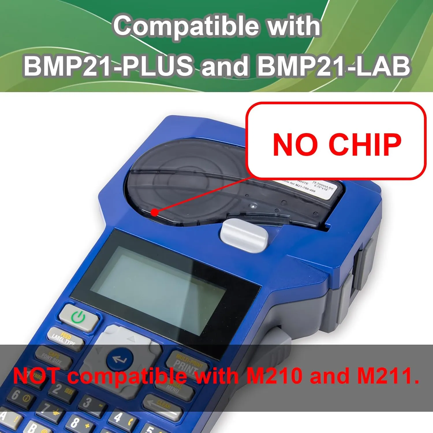 5-Pack Copmpatible with M21-750-499 Cartridge Black on White 3/4 Inch Nylon Cloth Ribbon Label Tape, for Wire and Cable, Work with BMP21-PLUS BMP21-LAB Printer, 0.75 Inch x 16 Feet