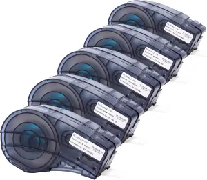 5-Pack Copmpatible with M21-750-499 Cartridge Black on White 3/4 Inch Nylon Cloth Ribbon Label Tape, for Wire and Cable, Work with BMP21-PLUS BMP21-LAB Printer, 0.75 Inch x 16 Feet