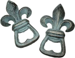 6 Cast Iron Fleur De Lis Bottle Openers Rustic Green Soda Opener Boy IRP-825 Handmade Decor Artisan Art Decor For Home Vintage