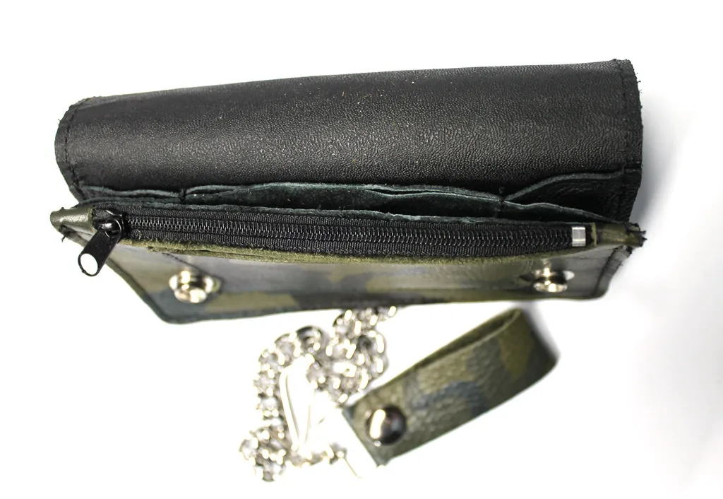 6 inch Camo Leather Biker Wallet - USA MADE