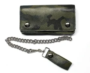 6 inch Camo Leather Biker Wallet - USA MADE