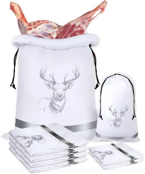 6 Pack Game Bags Elk Hunting Meat Bags, ​Reusable Waterproof Wild Game Meat Bags with Reflective Tags, Reusable Breathable Meat Game Bags, 30''x18.5''/4pcs, 15''x10''/2pcs