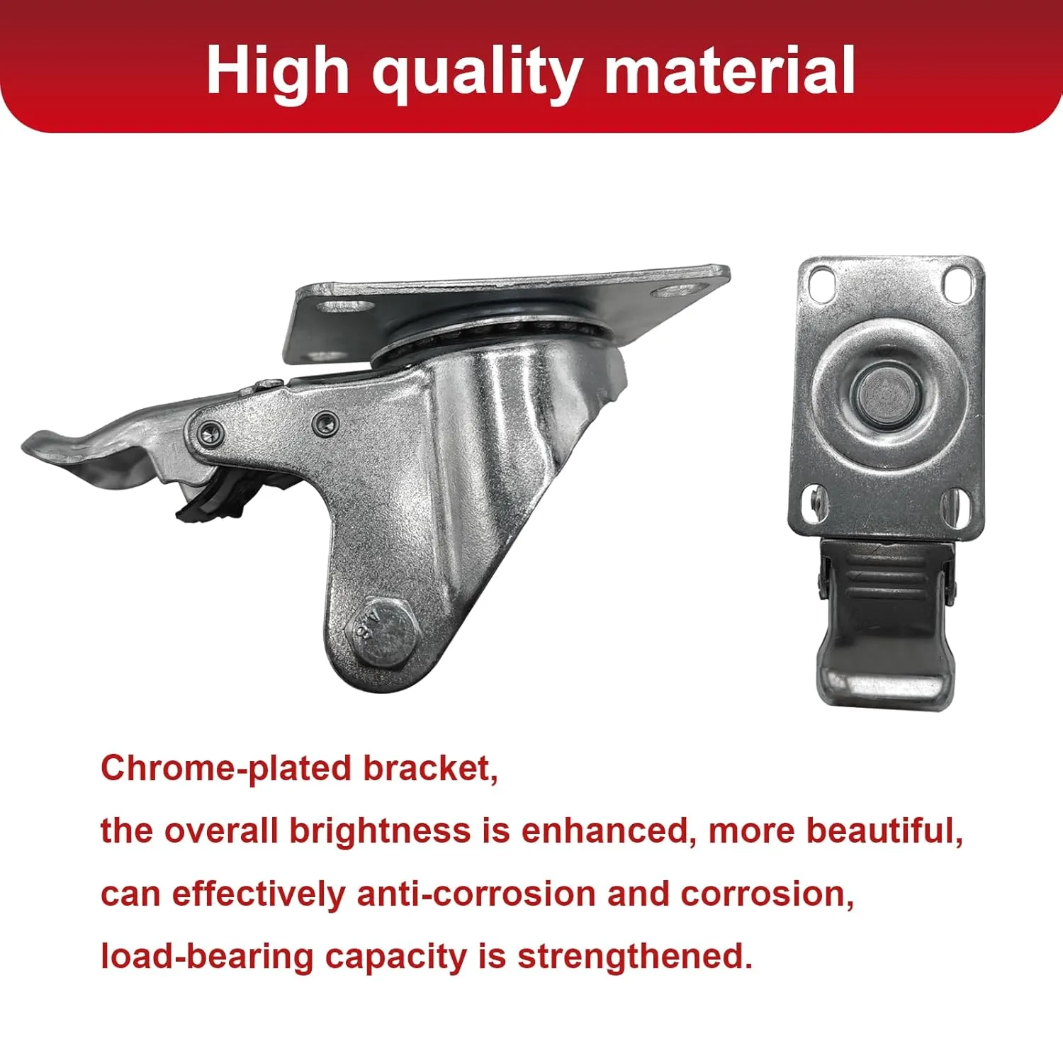 8 Pcs 4 Inch Heavy Duty Casters, (4 casters Load Capacity 2200 lbs) Lockable Swivel Bearing Caster with Brakes for Workbenches, Shelves, Carts, Etc.