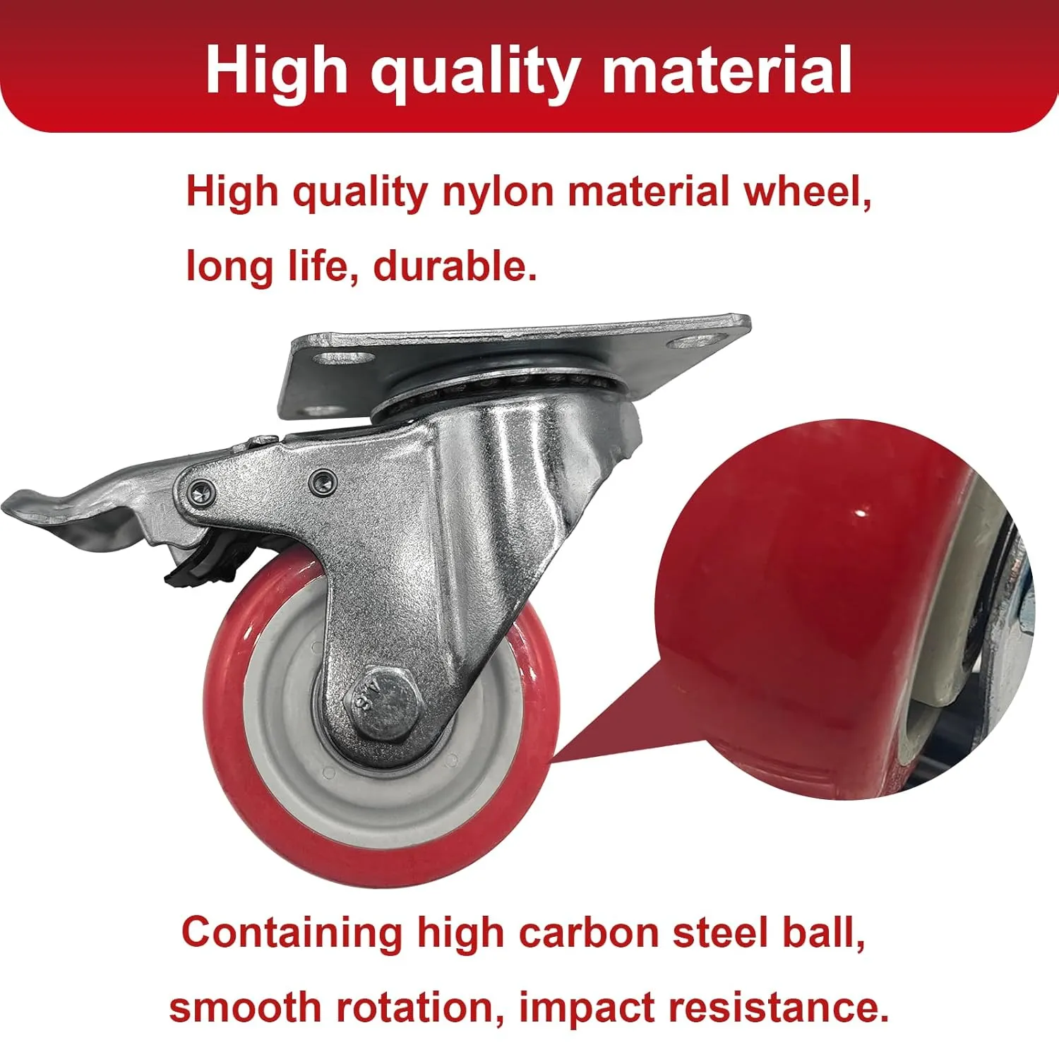 8 Pcs 4 Inch Heavy Duty Casters, (4 casters Load Capacity 2200 lbs) Lockable Swivel Bearing Caster with Brakes for Workbenches, Shelves, Carts, Etc.