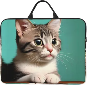 A Curious Cat Pattern Laptop Sleeve Case 14 In Suitable For Notebook Computer Tablet Traveling Carrying Simple Case
