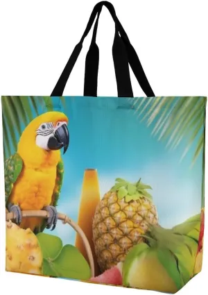 A Gym Artifact, The Canvas Summer Parrot Pineapple Birds Printed Yoga Storage Bag Is Durable, Wear-resistant And Does Not Strangle Shoulders. It Is Suitable for Both Men And Women