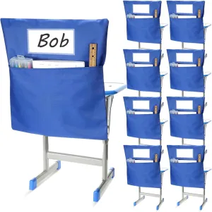 Abbylike 24 Pcs Student Chair Pockets Chair Storage Organizer with Name Tag Classroom Seat Pockets for Kids Keeping Table Organized(19.69 x 17.32 Inch,Blue)