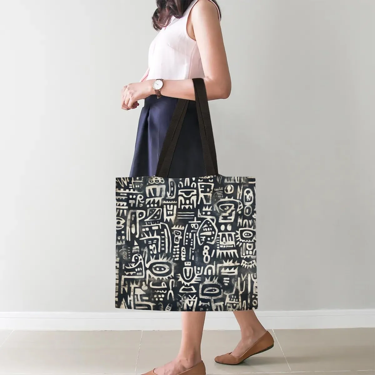 Abstract Ancient Prose Canvas Tote Bag for Women Men Stylish Tote Handbag Shoulder Bag Reusable Grocery Bag