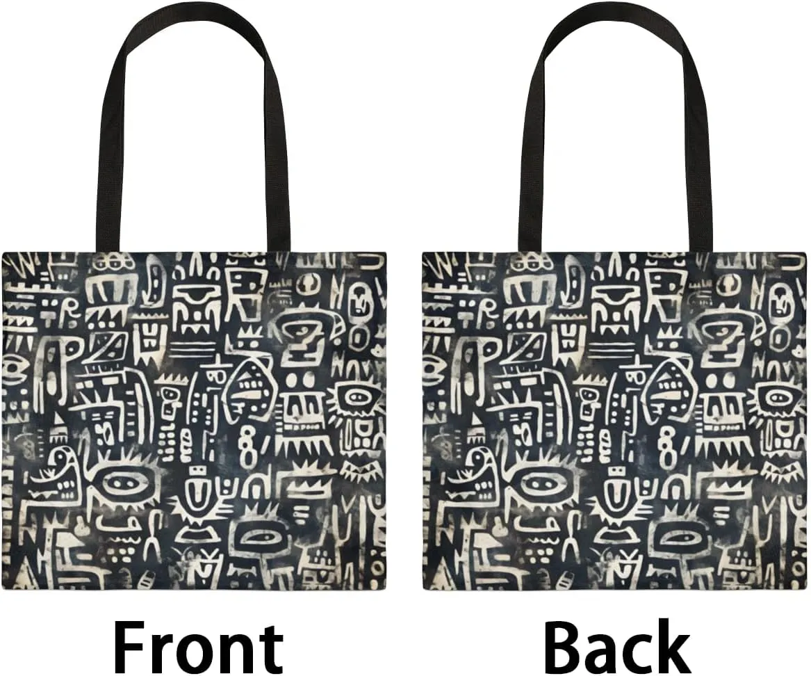 Abstract Ancient Prose Canvas Tote Bag for Women Men Stylish Tote Handbag Shoulder Bag Reusable Grocery Bag