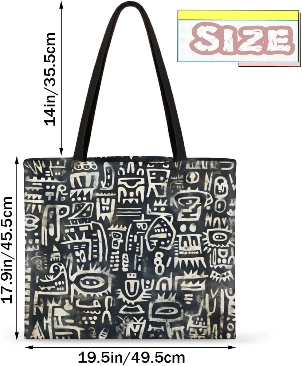 Abstract Ancient Prose Canvas Tote Bag for Women Men Stylish Tote Handbag Shoulder Bag Reusable Grocery Bag
