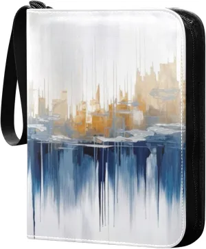 Abstract Painting Card Binder 4-Pockets, 400 Pockets Card Holder with 50 Removable Sleeves, Trading Card Collector Zipper Album Holder, Collector Album
