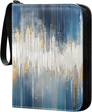 Abstract Painting Card Binder 4-Pockets, 400 Pockets Card Holder with 50 Removable Sleeves, Trading Card Collector Zipper Album Holder, Collector Album