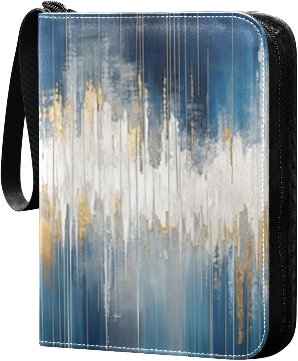 Abstract Painting Card Binder 4-Pockets, 400 Pockets Card Holder with 50 Removable Sleeves, Trading Card Collector Zipper Album Holder, Collector Album