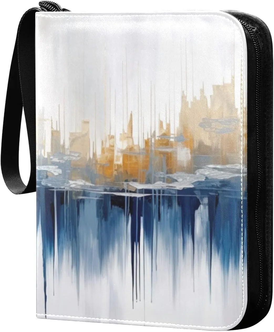 Abstract Painting Card Binder 4-Pockets, 400 Pockets Card Holder with 50 Removable Sleeves, Trading Card Collector Zipper Album Holder, Collector Album