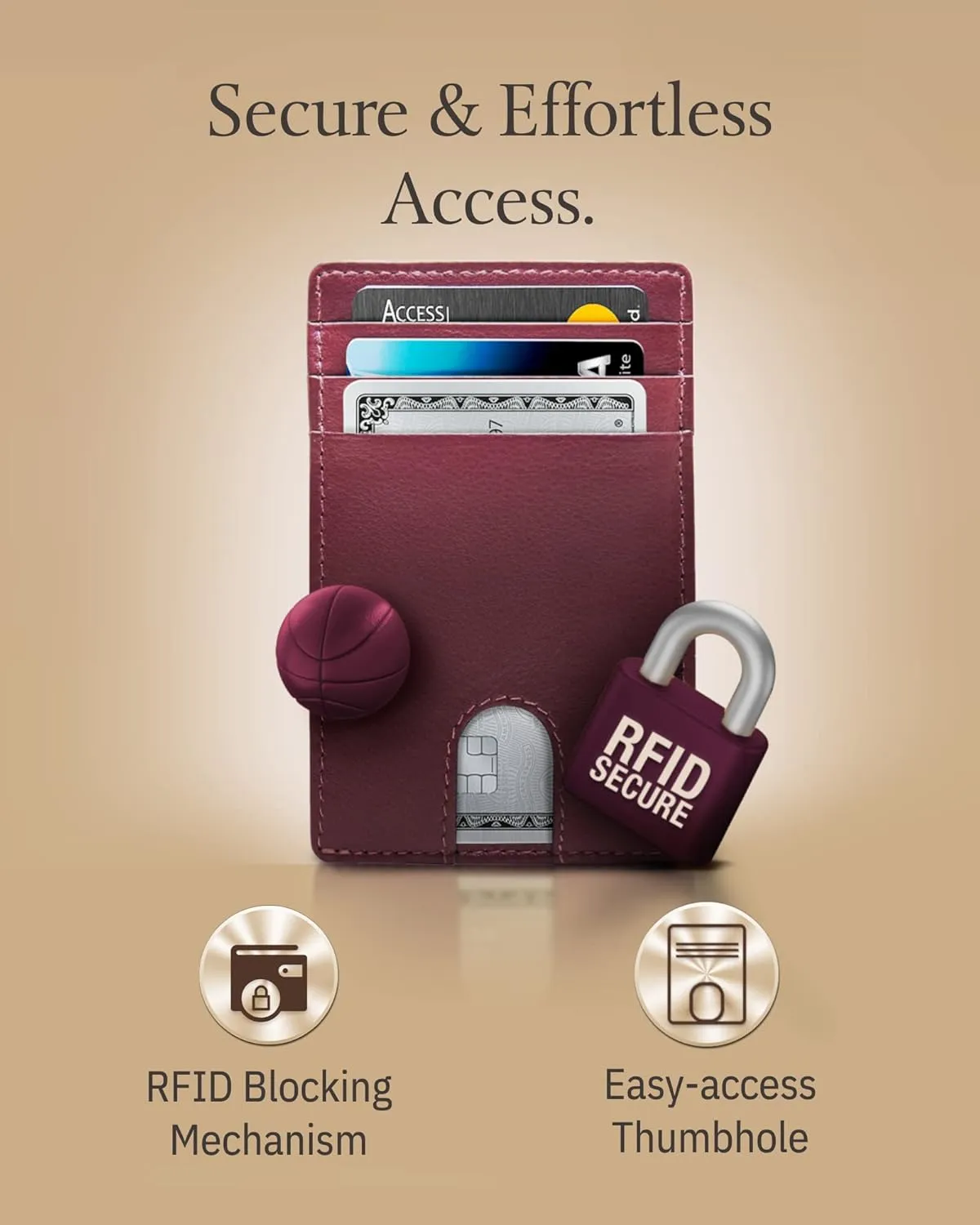 Access Denied REAL LEATHER Slim Minimalist Mens Wallet - Thin Front Pocket RFID Credit Card Holder Wallets For Men Holiday Gifts For Him
