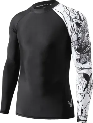 ADOREISM Quick-Dry Men's Long Sleeve Rash Guard UPF 50  Compression Swim Shirt