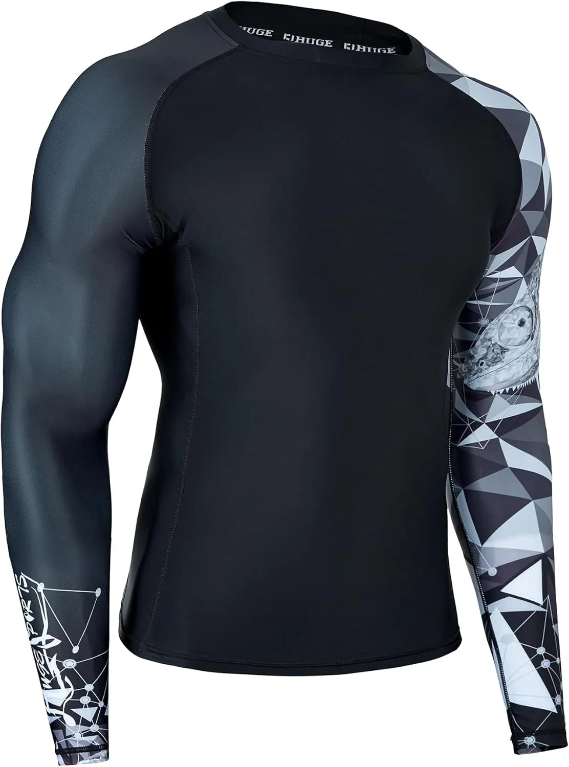 ADOREISM Quick-Dry Men's Long Sleeve Rash Guard UPF 50  Compression Swim Shirt