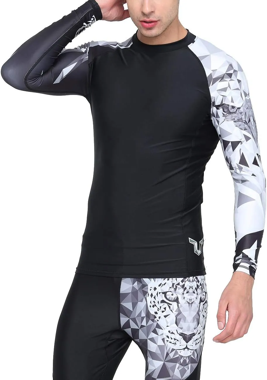 ADOREISM Quick-Dry Men's Long Sleeve Rash Guard UPF 50  Compression Swim Shirt
