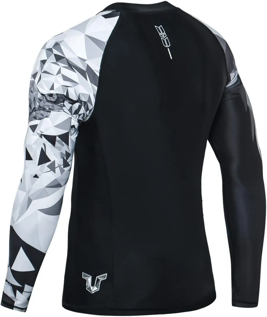 ADOREISM Quick-Dry Men's Long Sleeve Rash Guard UPF 50  Compression Swim Shirt