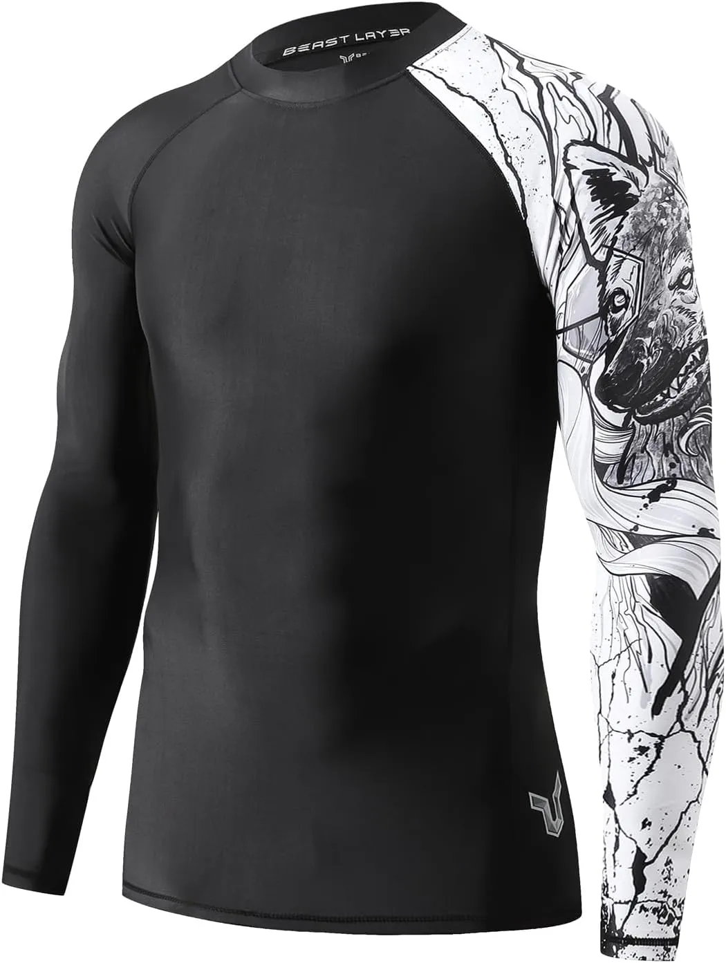 ADOREISM Quick-Dry Men's Long Sleeve Rash Guard UPF 50  Compression Swim Shirt