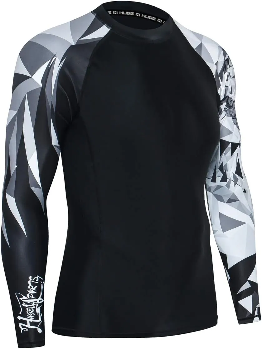 ADOREISM Quick-Dry Men's Long Sleeve Rash Guard UPF 50  Compression Swim Shirt