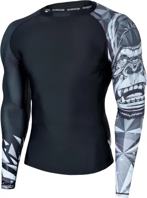 ADOREISM Quick-Dry Men's Long Sleeve Rash Guard UPF 50  Compression Swim Shirt