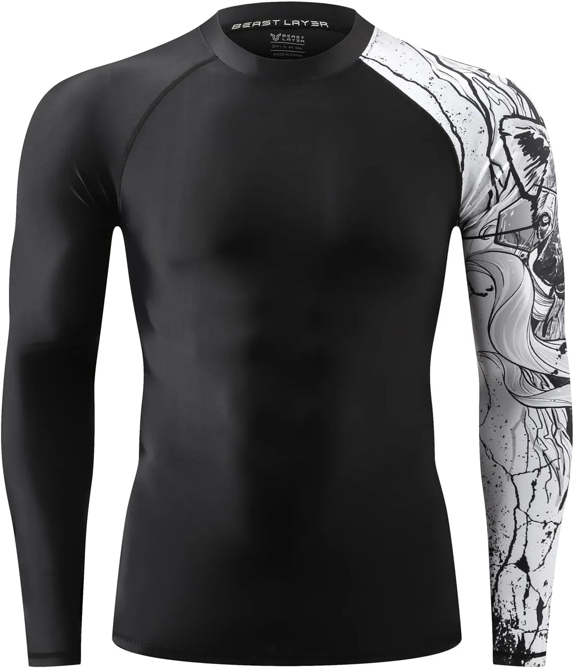 ADOREISM Quick-Dry Men's Long Sleeve Rash Guard UPF 50  Compression Swim Shirt