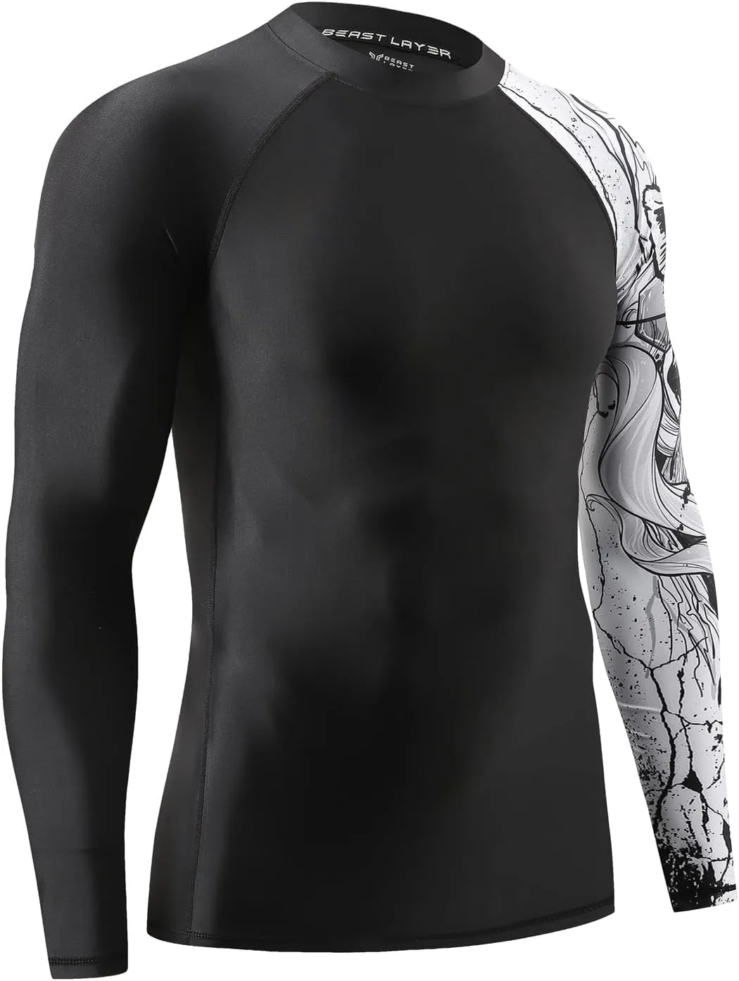 ADOREISM Quick-Dry Men's Long Sleeve Rash Guard UPF 50  Compression Swim Shirt
