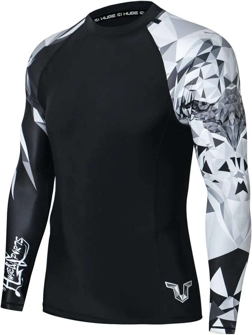 ADOREISM Quick-Dry Men's Long Sleeve Rash Guard UPF 50  Compression Swim Shirt