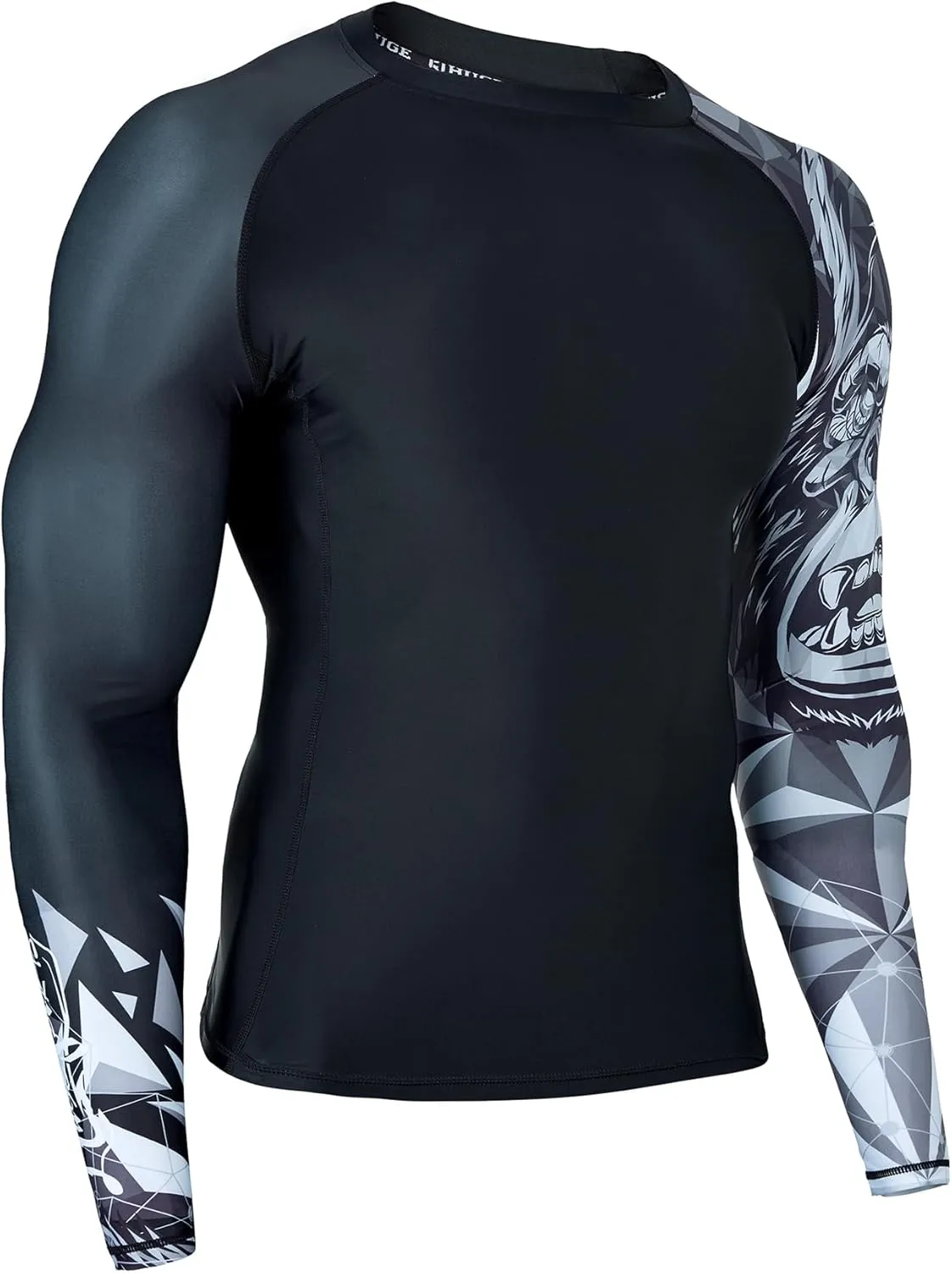 ADOREISM Quick-Dry Men's Long Sleeve Rash Guard UPF 50  Compression Swim Shirt