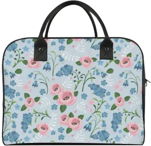 Adult High-capacity Nylon Pink Blue Florals Vintage Handbag for Touring 13" X 19" X 8"