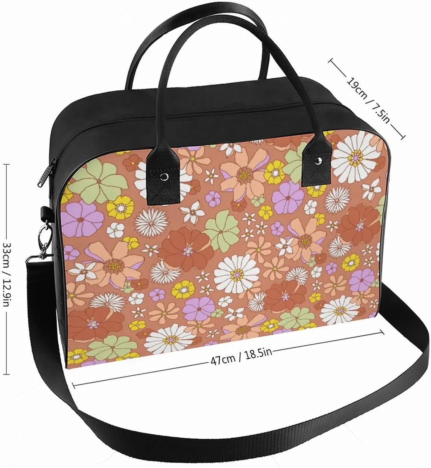 Adults Crossbody Nylon Gingerbread House Colorful Handbag for Travel 13" X 19" X 8"