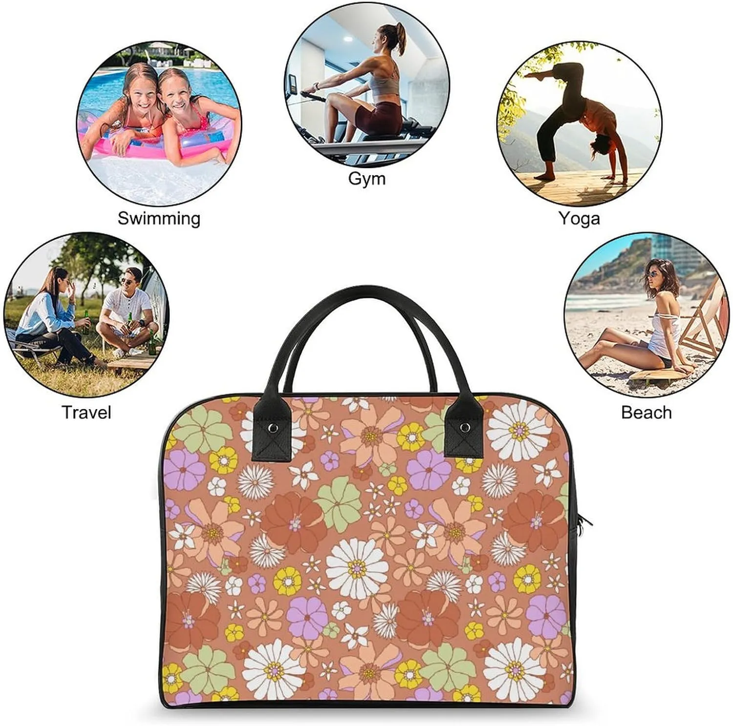 Adults Crossbody Nylon Gingerbread House Colorful Handbag for Travel 13" X 19" X 8"