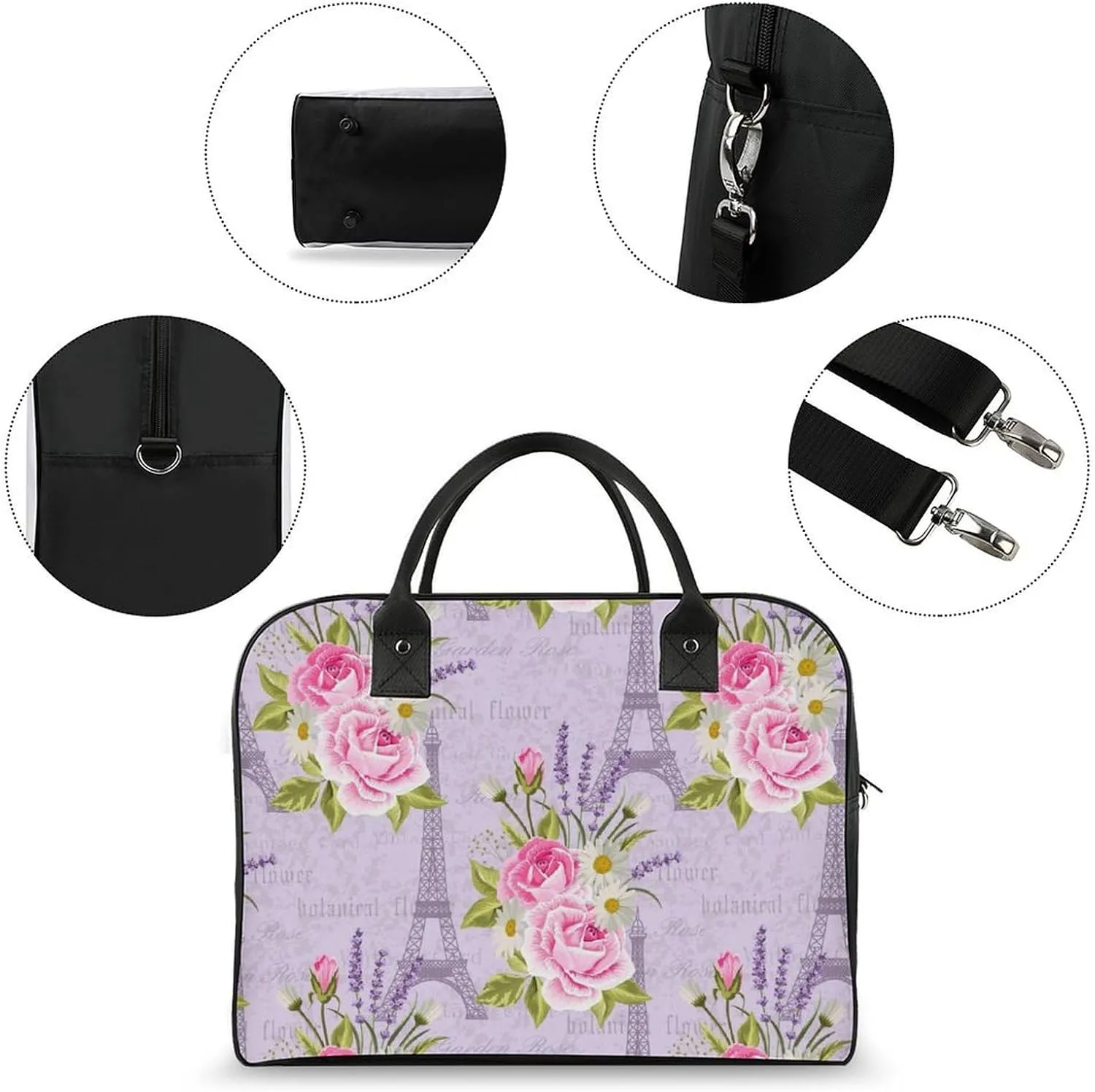 Adults Crossbody Nylon Lotus Florals Fashion Handbag for Business Trip 13" X 19" X 8"