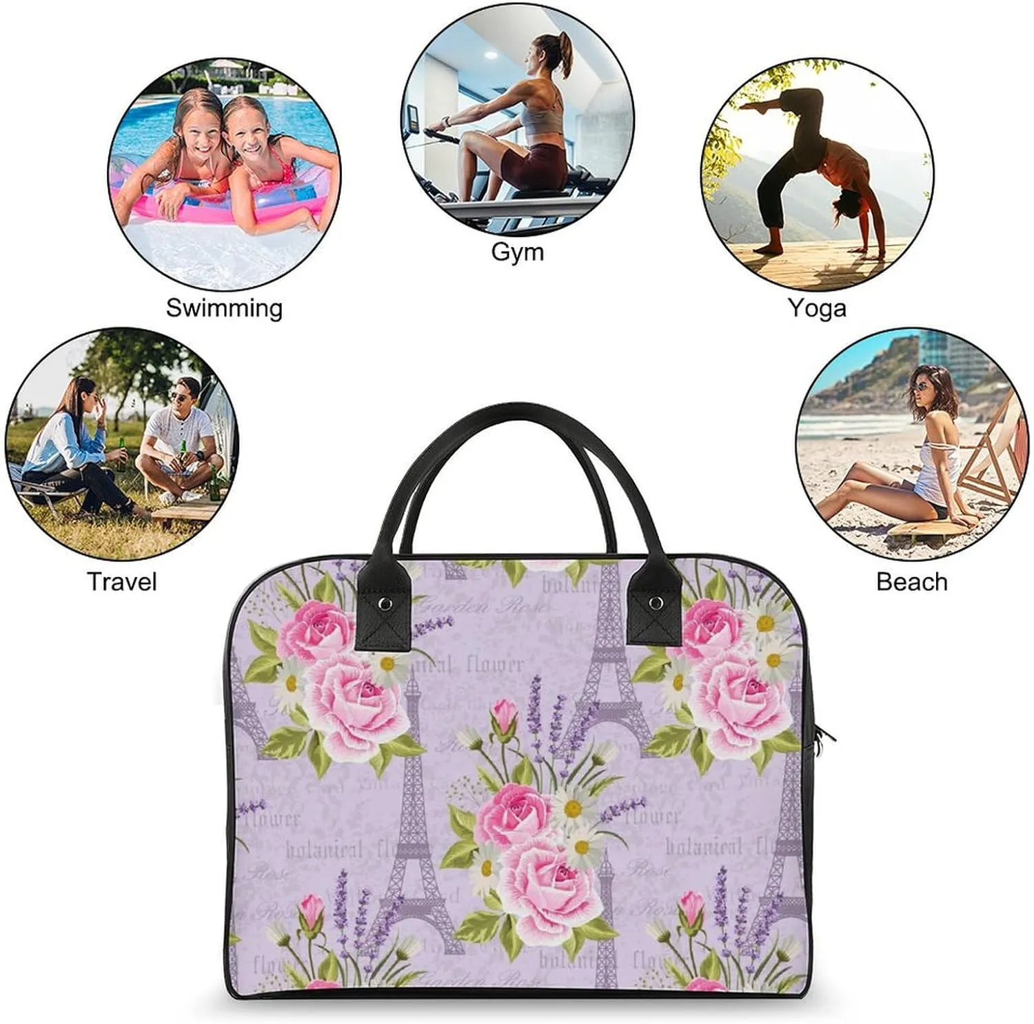 Adults Crossbody Nylon Lotus Florals Fashion Handbag for Business Trip 13" X 19" X 8"