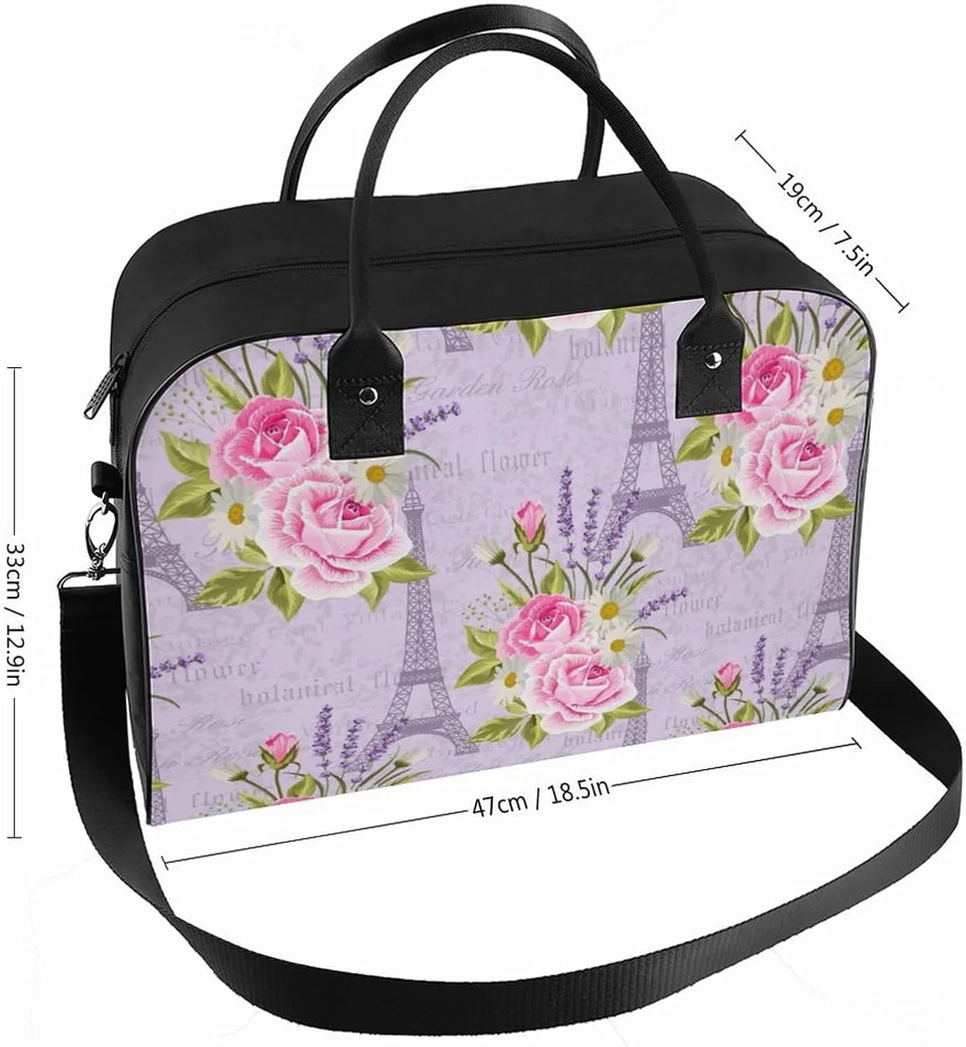 Adults Crossbody Nylon Lotus Florals Fashion Handbag for Business Trip 13" X 19" X 8"