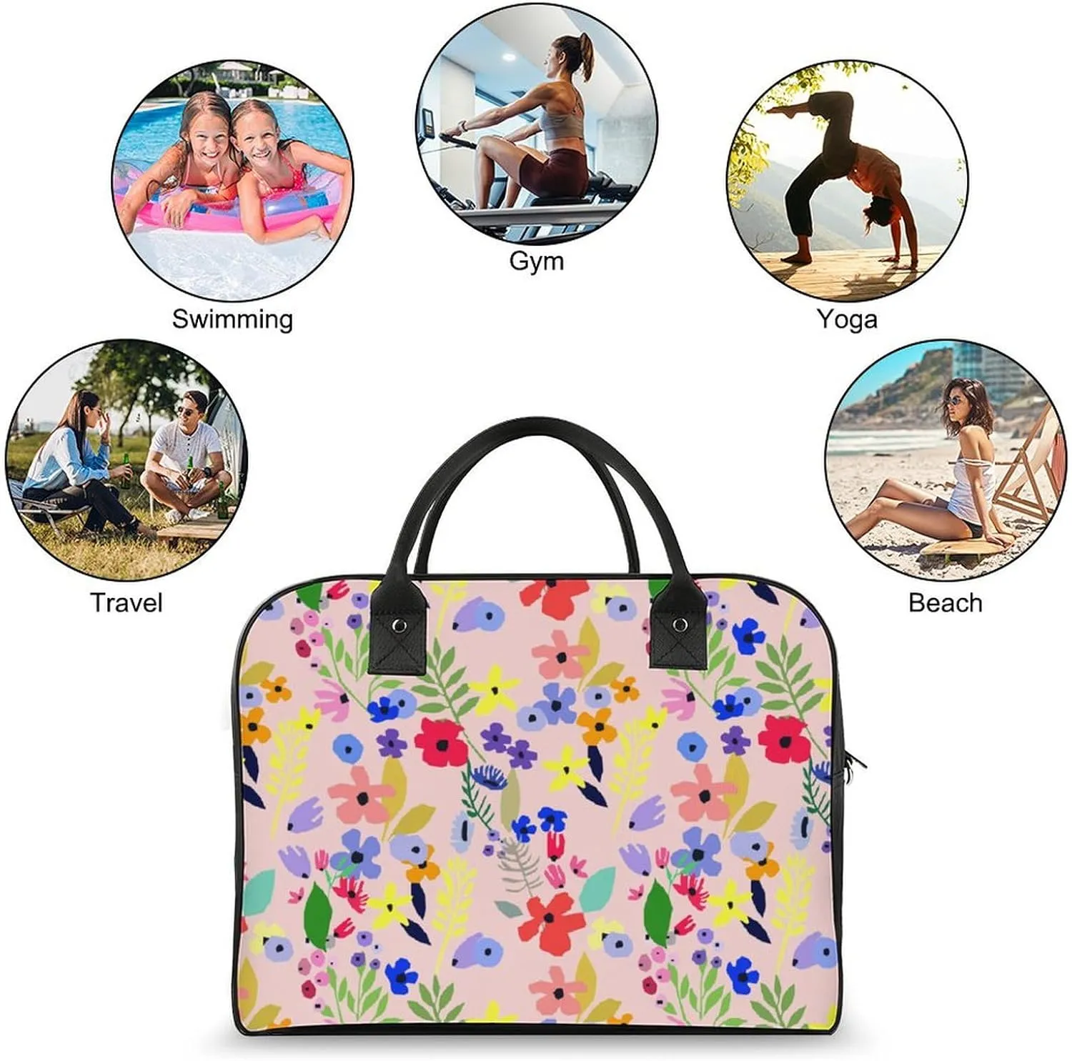 Adults Large Capacity Nylon Berries Patterns Novelty Handbag for Journey 13" X 19" X 8"