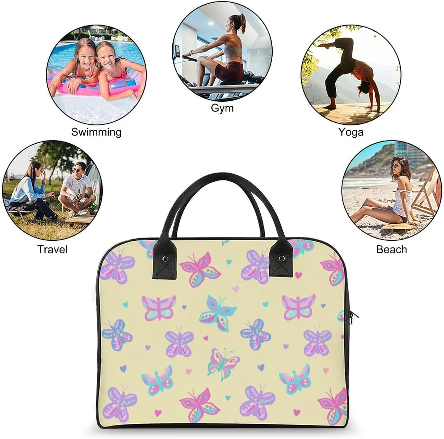 Adults Large Capacity Nylon White Centaurea Fashion Handbag for Journey 13" X 19" X 8"