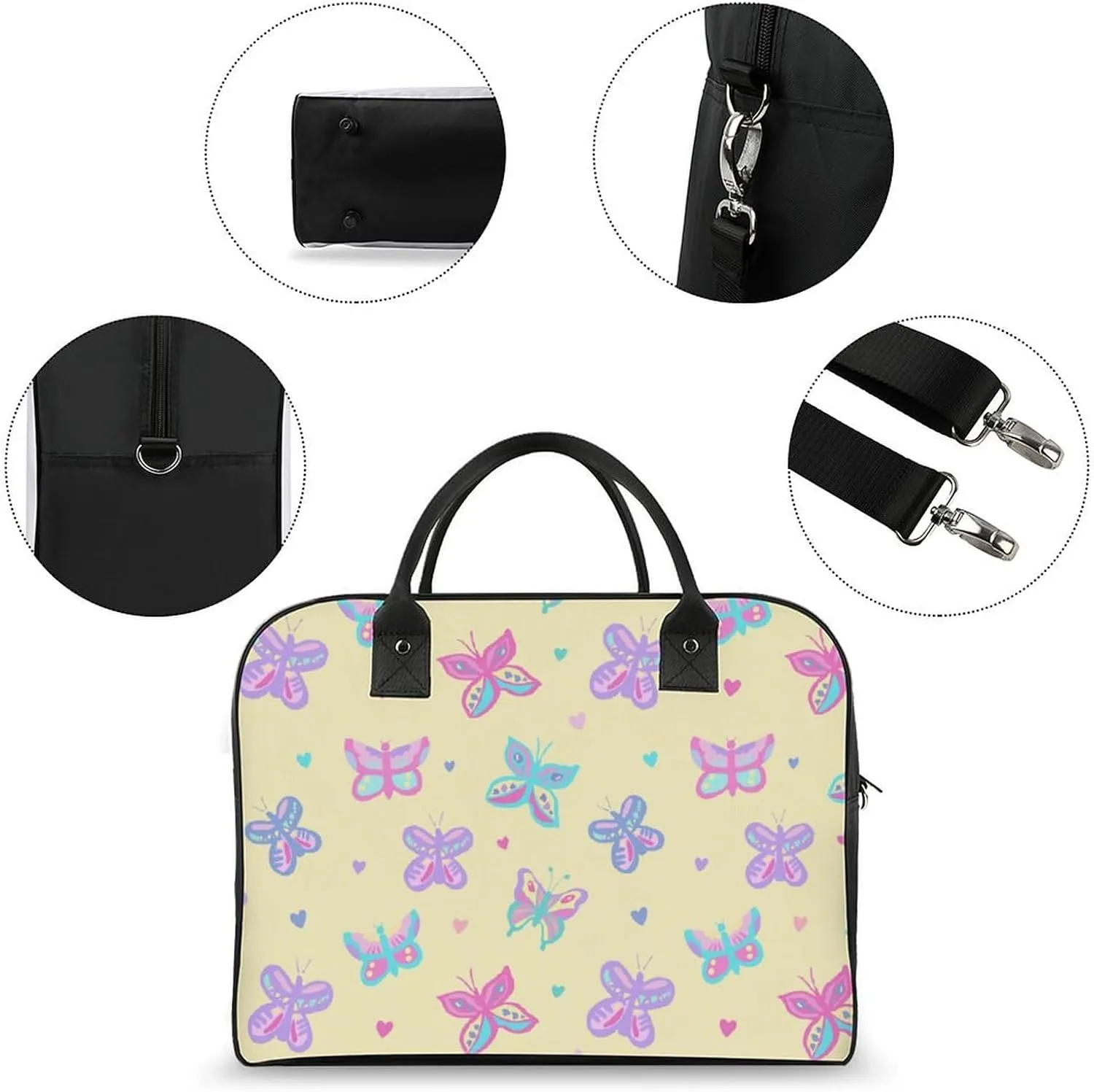 Adults Large Capacity Nylon White Centaurea Fashion Handbag for Journey 13" X 19" X 8"