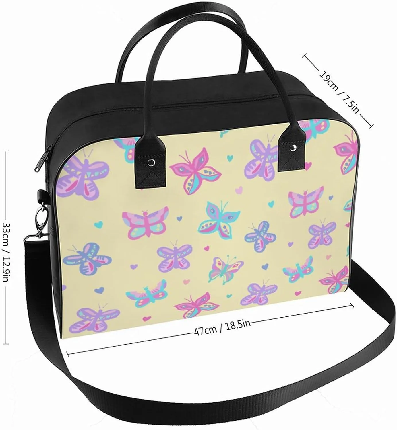 Adults Large Capacity Nylon White Centaurea Fashion Handbag for Journey 13" X 19" X 8"