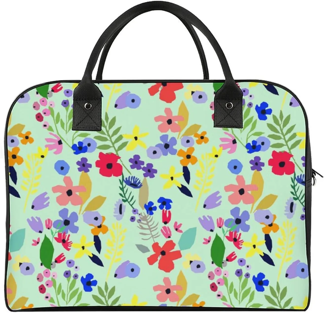Adults Shoulder Nylon Colorful Floral Office Handbag for Journey 13" X 19" X 8"