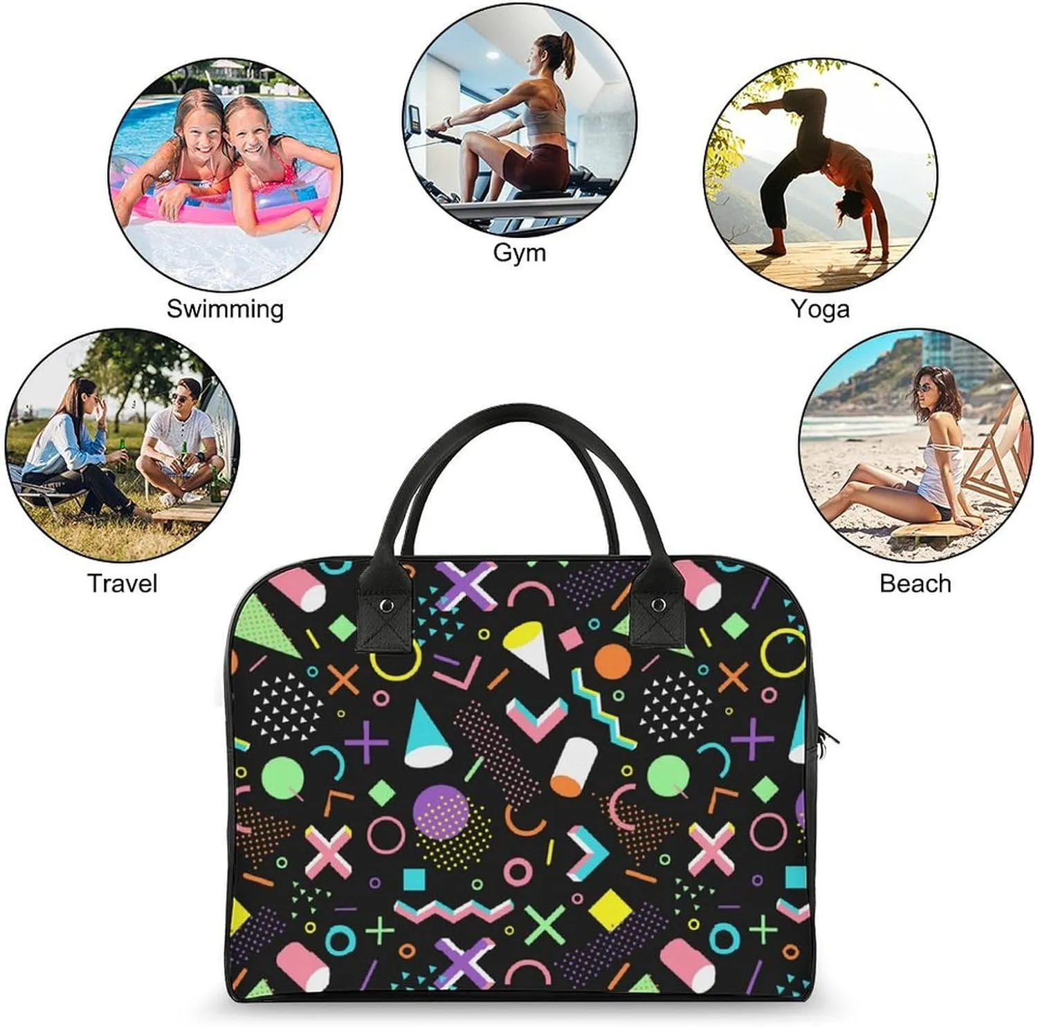 Adults Shoulder Nylon Sweet Floral Elegant Handbag for Traveling 13" X 19" X 8"